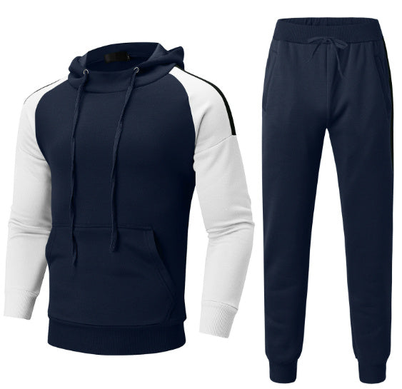 Men's Sport Color-blocked Sweatshirt Sport Casual Set