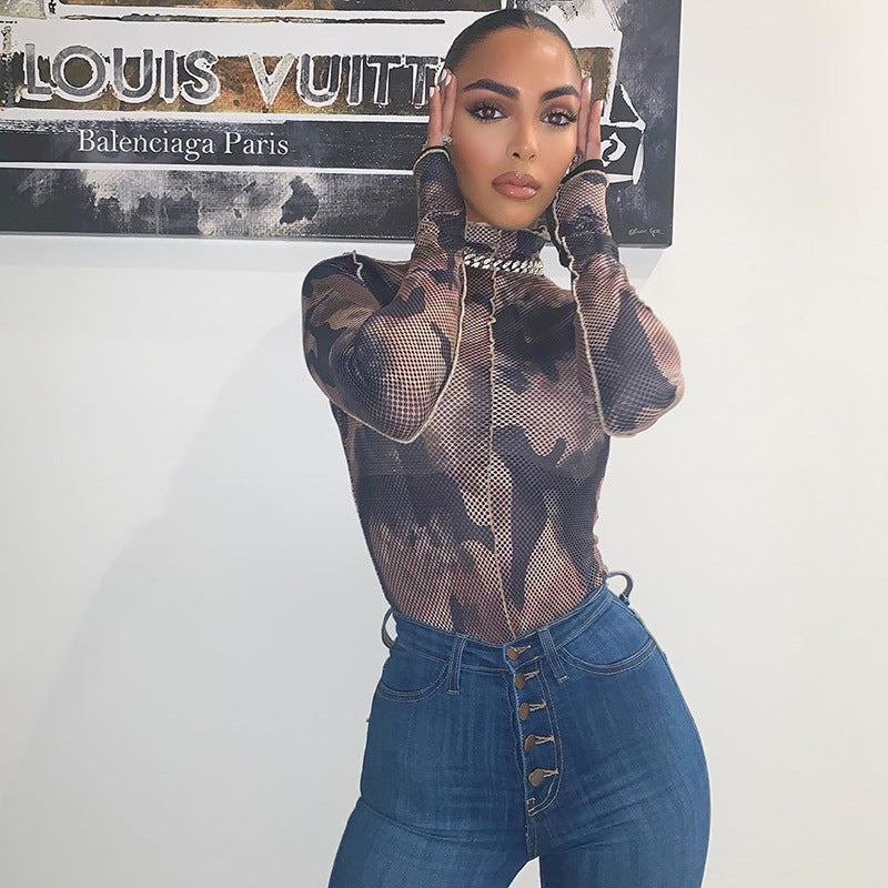 Mesh headpiece bodysuit