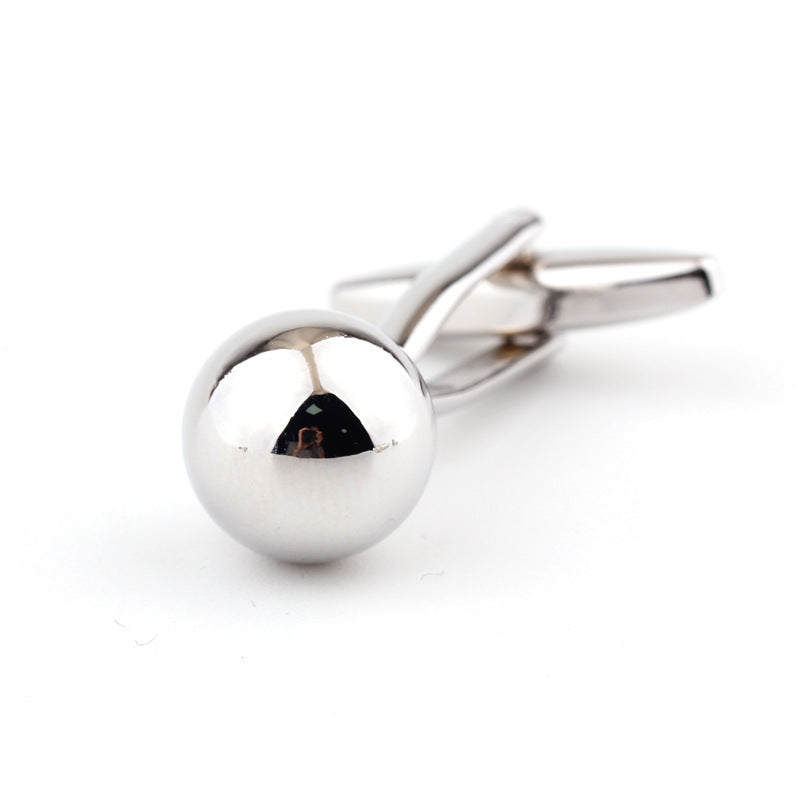 Silver Steel Ball Shape Metal Cufflinks For Men