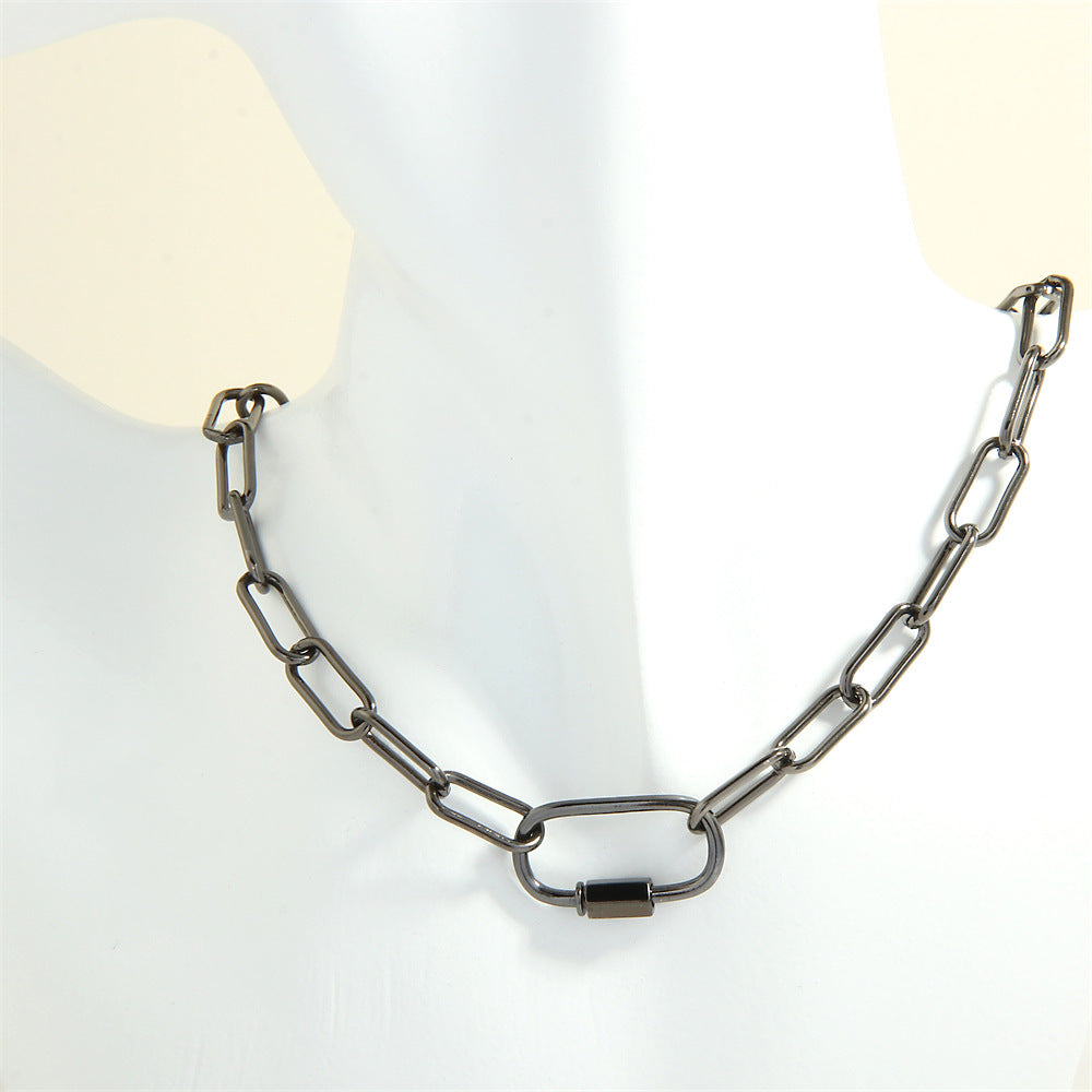 Design Screw Buckle Oval Pendant Necklace For Men