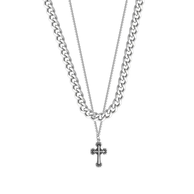 Retro Cross Titanium Steel Necklaces For Men