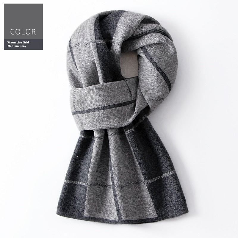 Men's Wool Winter Plaid Double-sided Scarf
