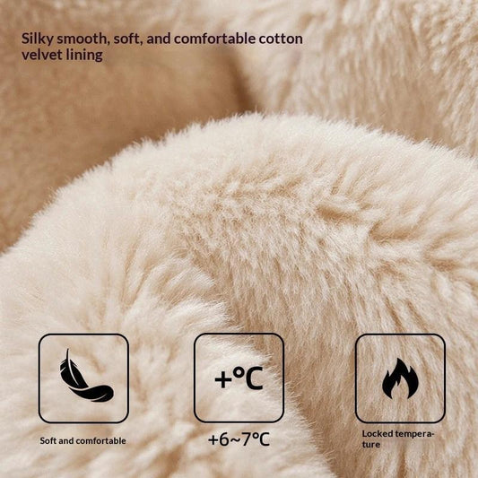 Womens AutumnWinter Indoor Plush Thick-Soled Warm Anti-Slip Cotton Slippers by GJG Denim