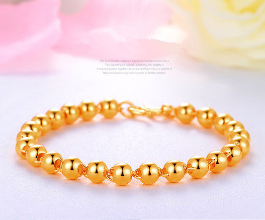 Men's Gold Round Bead Bracelet