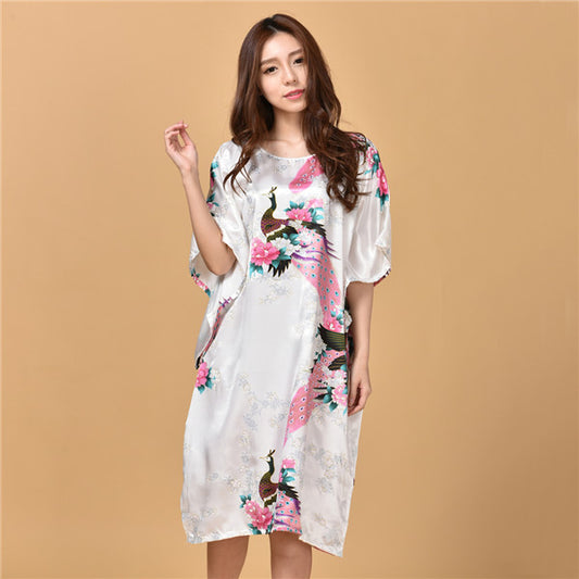 Printed peacock plus size nightdress