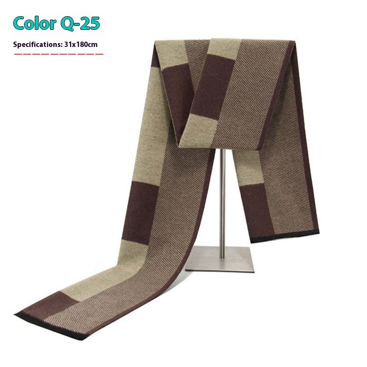 Men's Warm Cashmere-like Striped Scarf
