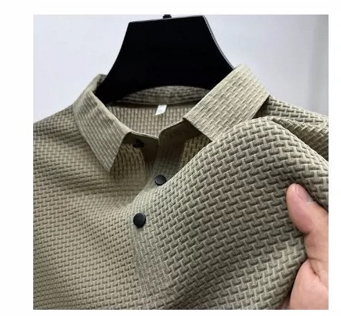 Mesh Ice Silk Short Sleeve Dress Shirt
