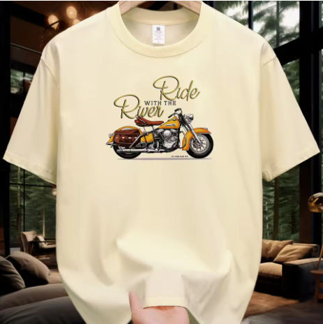 Men's Motorcycle Pattern Printed T-shirt