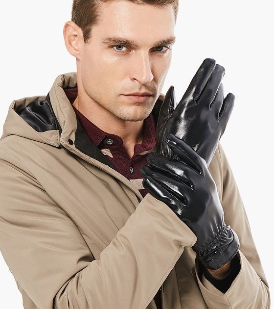 Men's PU Leather Warm Gloves