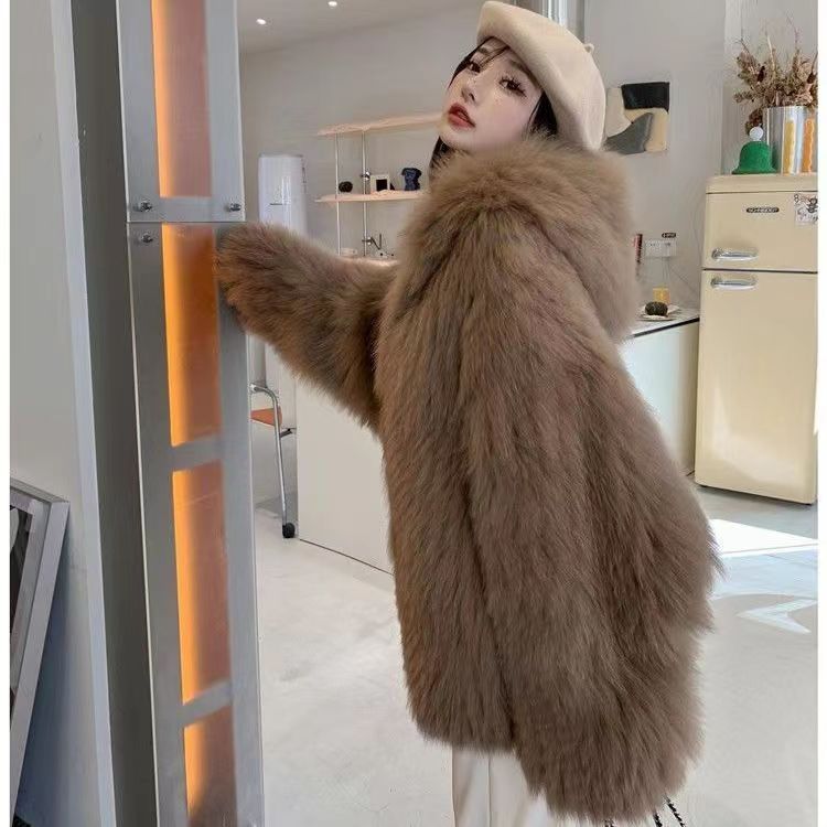 Fashion Long Sleeve Fluffy Coat Women