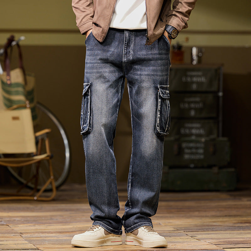 Men's Nostalgic Retro Multi-pocket Jeans