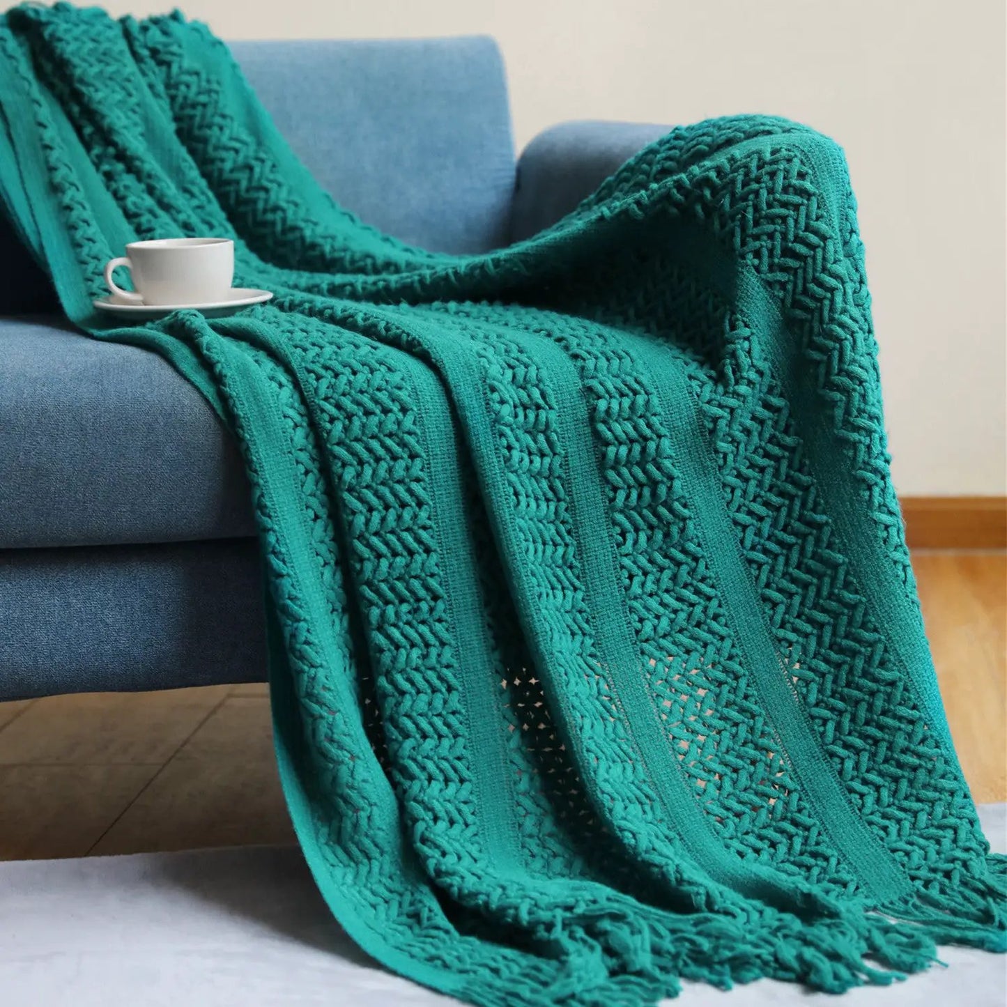 Knitted Sofa Throw Blanket by GJG Denim