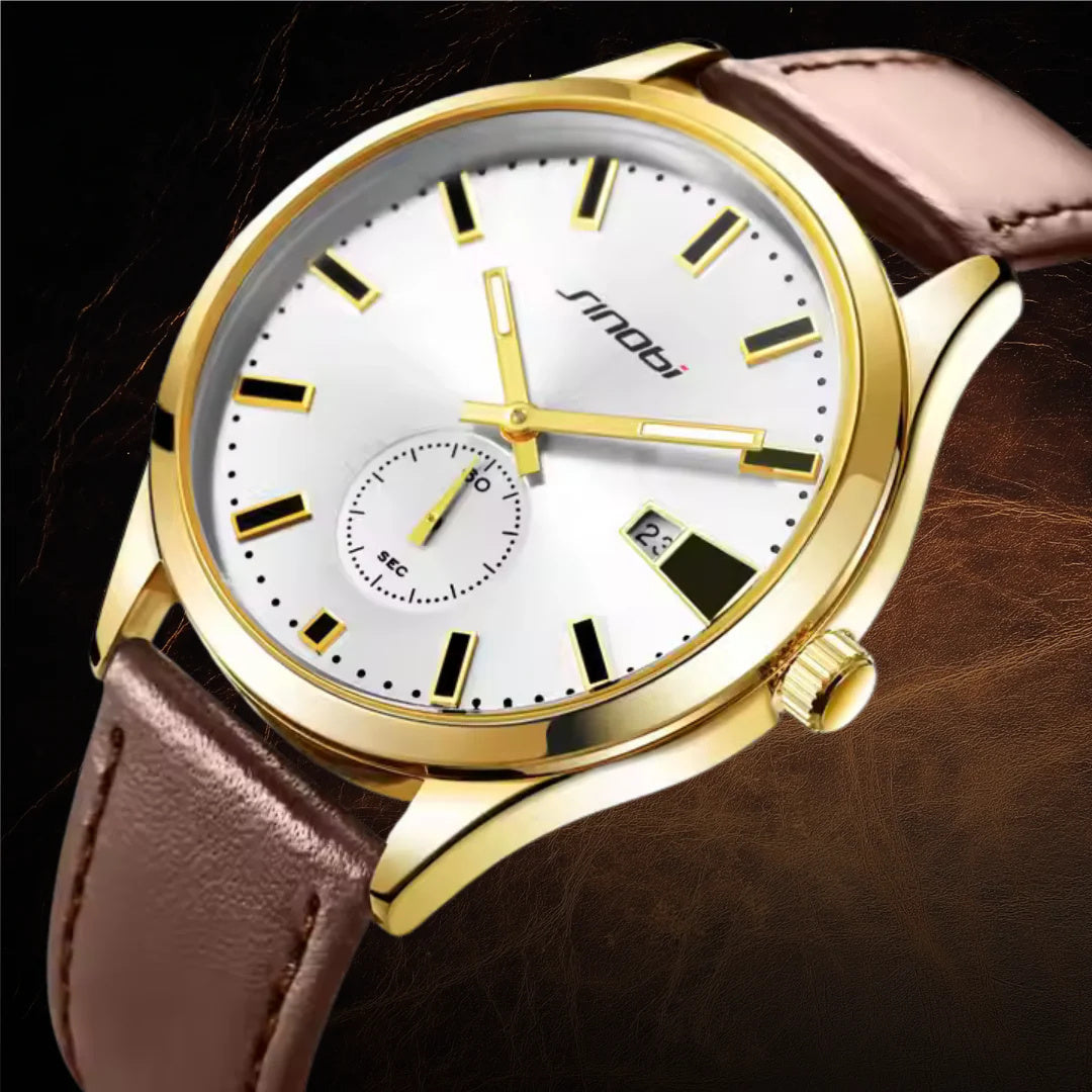 Men's Casual Leather Strap Business Quartz Watch