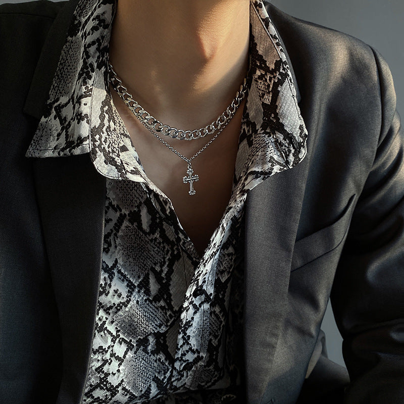 Retro Cross Titanium Steel Necklaces For Men