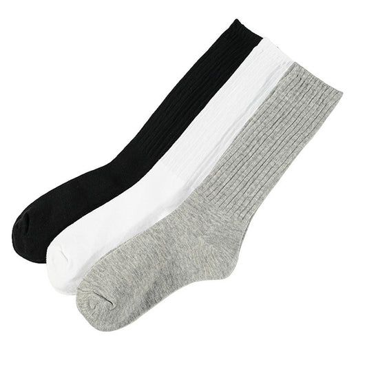Loose Stockings Spring And Autumn Women's Black, White And Gray Pure Color Socks