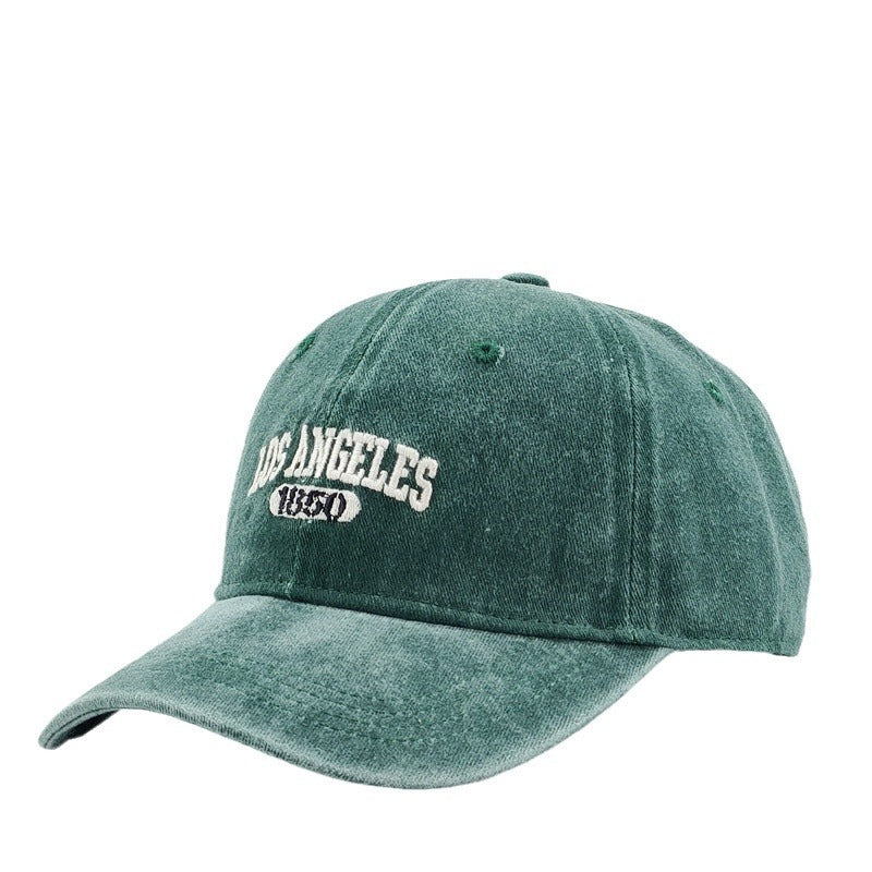Men's Retro Washed Distressed "Los Angeles" Embroidered Peaked Cap