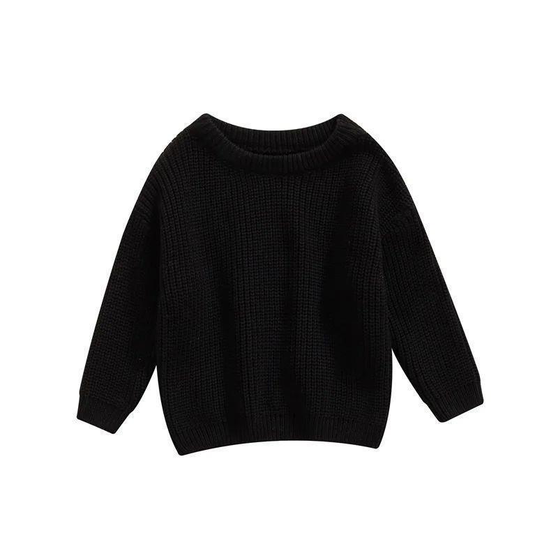 Girls' Solid Color Crew Neck Casual Sweater