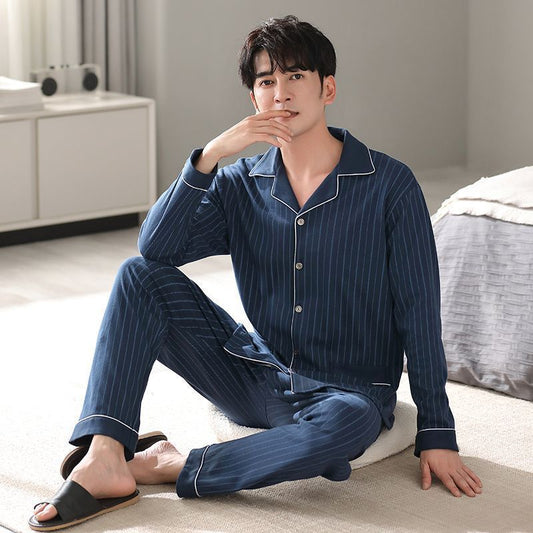 Men's Cotton Long-sleeved Pajamas