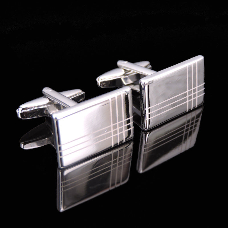 Copper Black Golden And Silver Laser Metal Cufflinks For Men