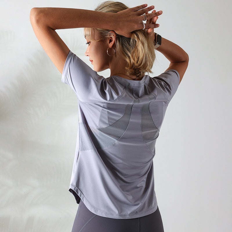 Quick-drying Mesh Stitching Workout Clothes Top For Women
