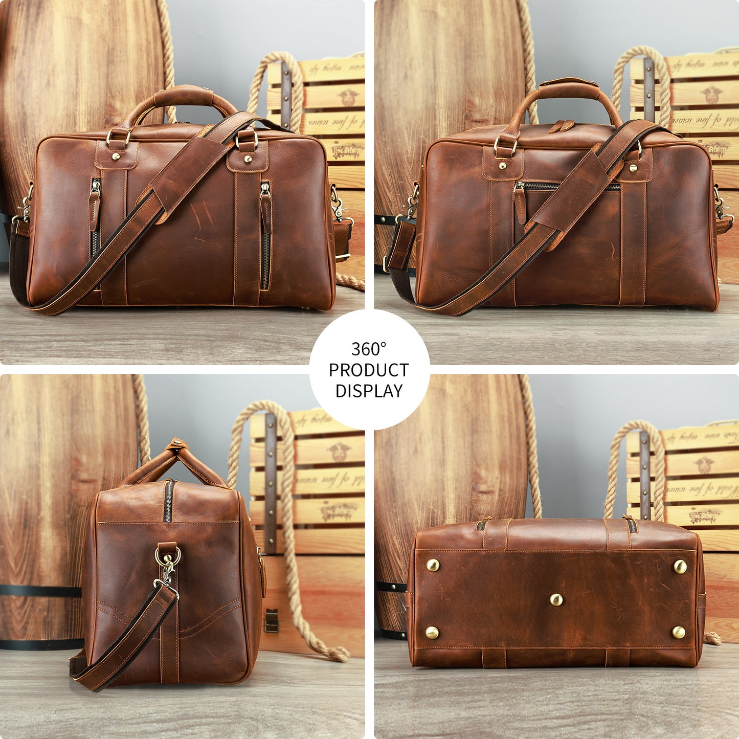 Men's Retro Short-distance Travel Bag Genuine Leather