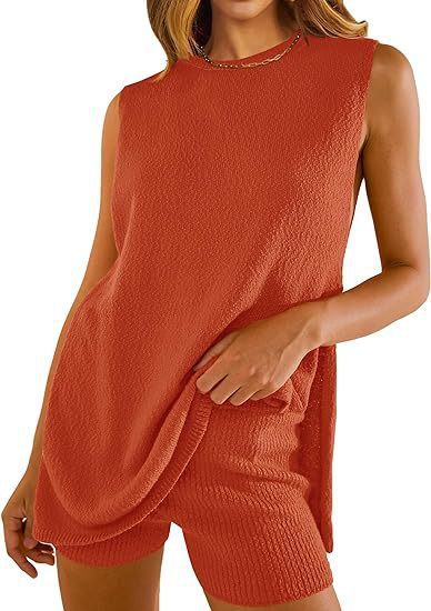 Summer Loose-fitting Casual Round-neck Vest Shorts Knitting Suit Women