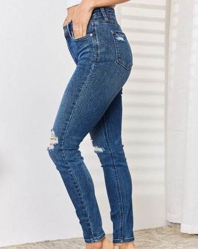 Judy Blue Full Size High Waist Distressed Slim Women Jeans