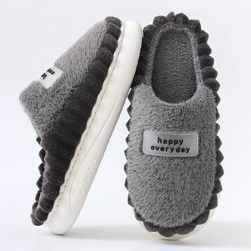Men's Thick-soled Fleece Slip On Slippers