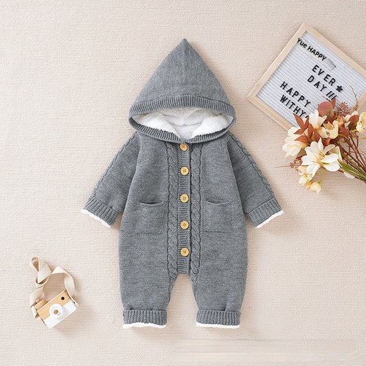 Baby Winter Thickened Knitting Jumpsuit Romper