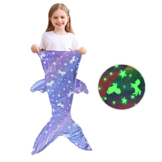 Children's Mermaid Luminous Sleeping Bag Double-sided Blanket Sleeping Quilt