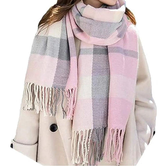 Couple Winter Scarf - Thick Warm Polyester Tassel Shawl Wrap, 180x70cm Unisex Scarves For Women & Men, Christmas Thanksgiving Gift by GJG Denim