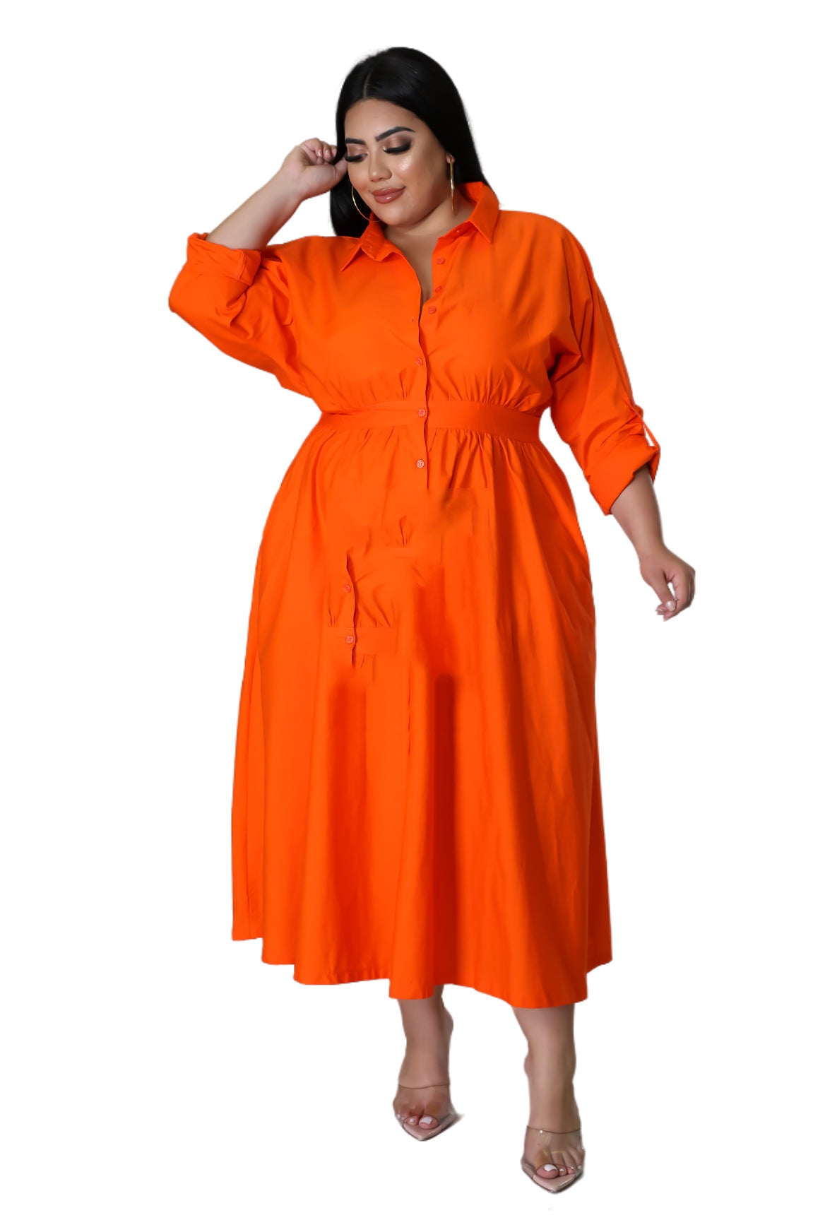 Fashion Plus Size Women's dress long V-neck