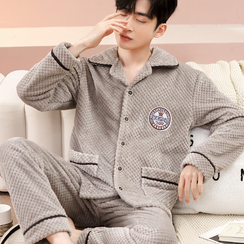 Men's Long Sleeve Cardigan Pajamas