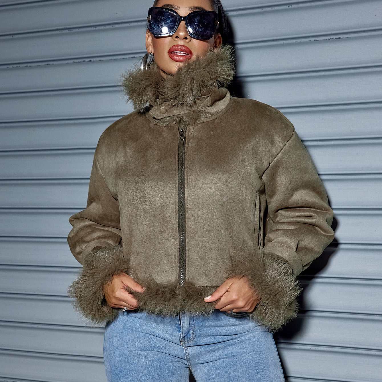 Suede Short Coat For Women Jacket