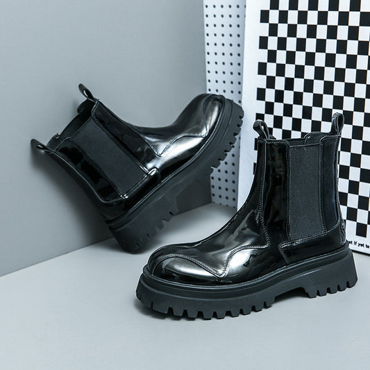 Men's  Glossy Ankle Boots