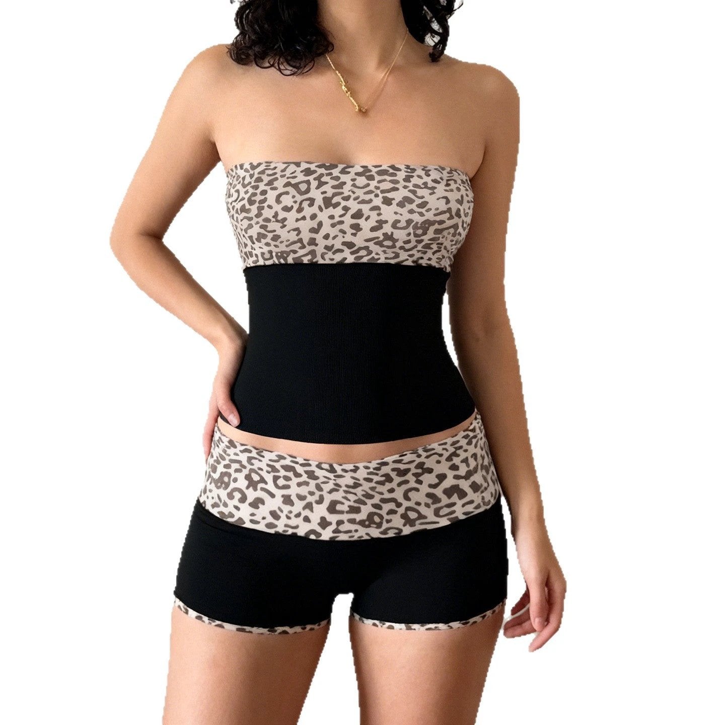 Women's Casual Tube Top And Shorts Set by GJG Denim