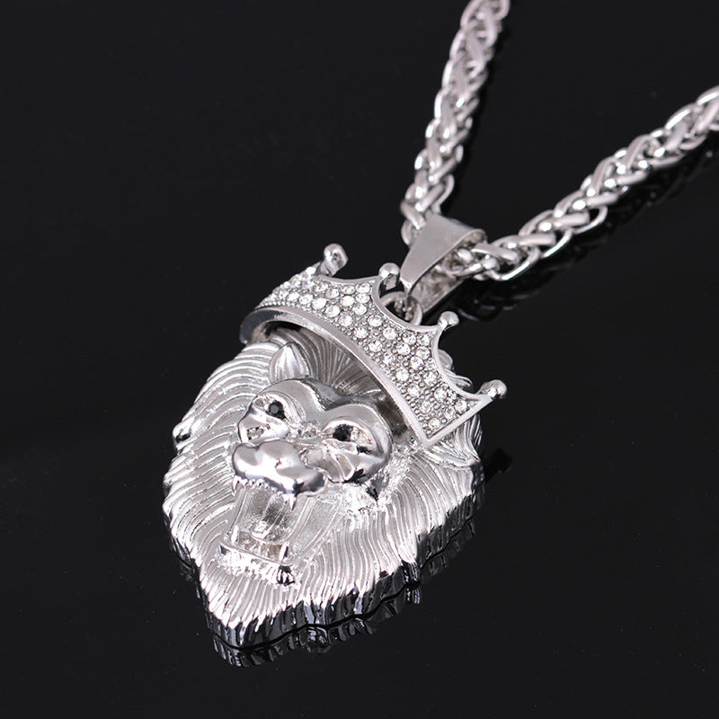 Silver and Gold Plated Crown Lion Luminous Necklace