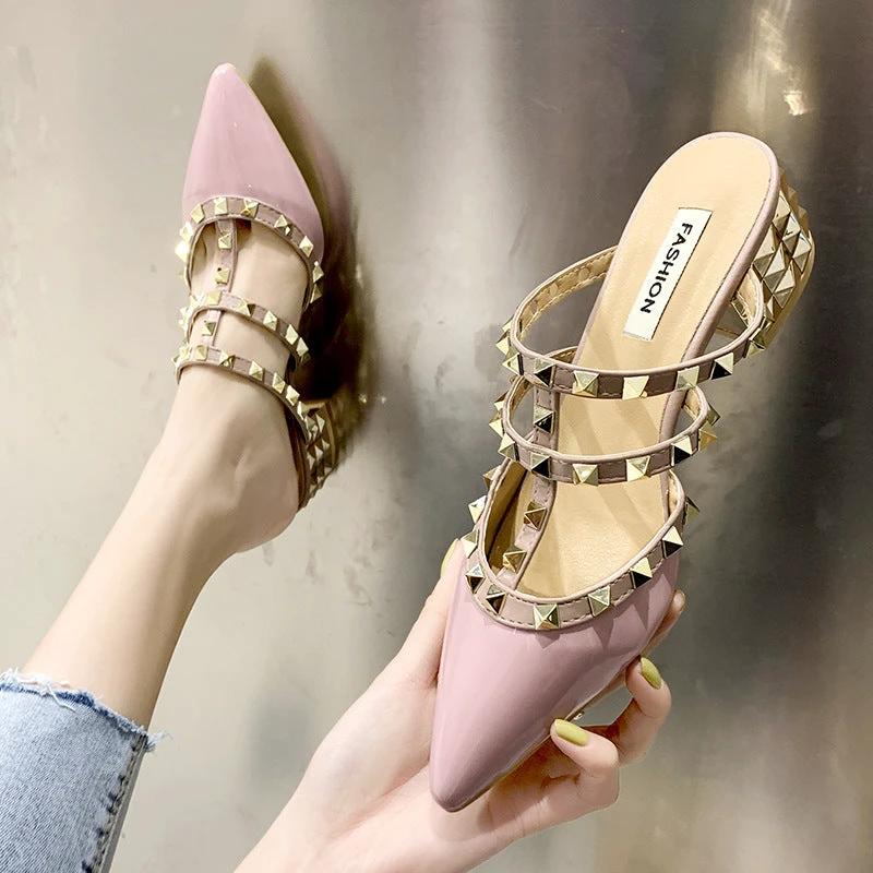 Flat orange Muller sandals and slippers by GJG Denim