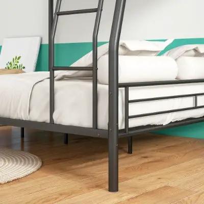 Heavy Duty Metal Bunk Bed Full Over Queen Bunk Bed Frame, Noise Free Frames, No Boxing Spring Needed by GJG Denim