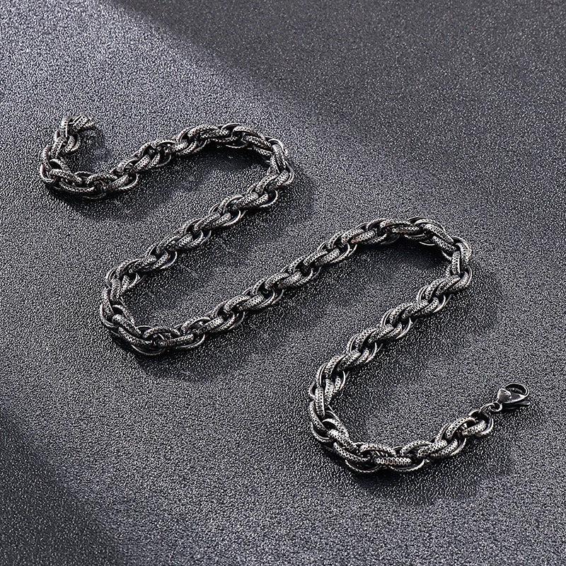Black Dot Pattern Men's Stainless Steel Necklace by GJG Denim