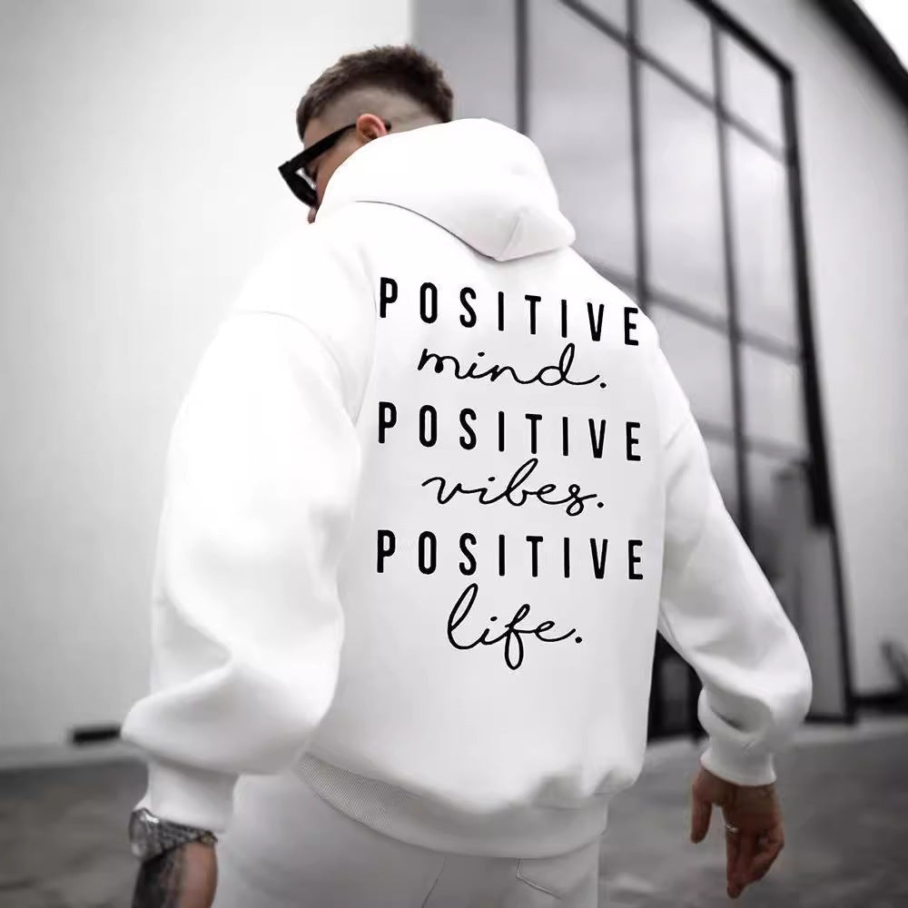 Men's Letter Print Hooded Sweater