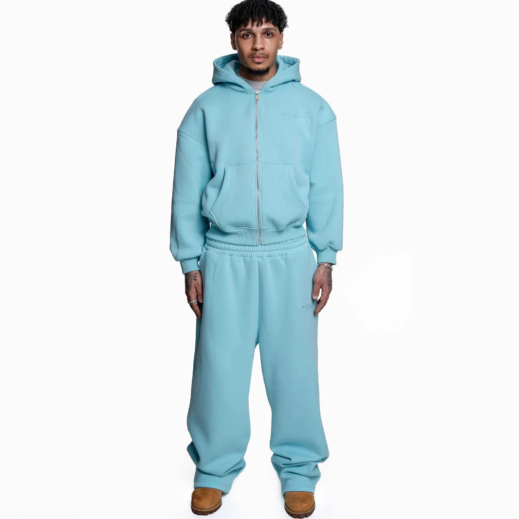 Street Fashion All-match Sweater Loose Straight Pants Set