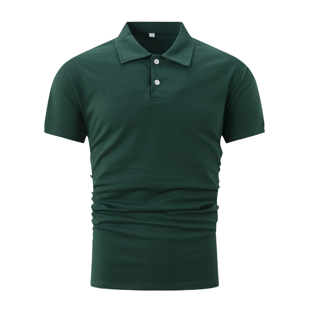 Short Sleeve Polo Shirt Men Solid Color Button Lapel Button Top