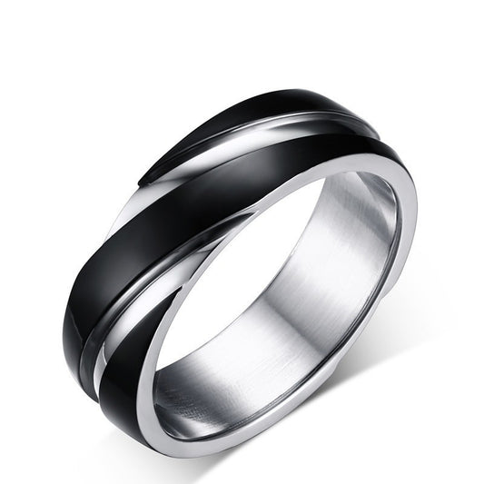 Men's Black Titanium Steel Twill Ring