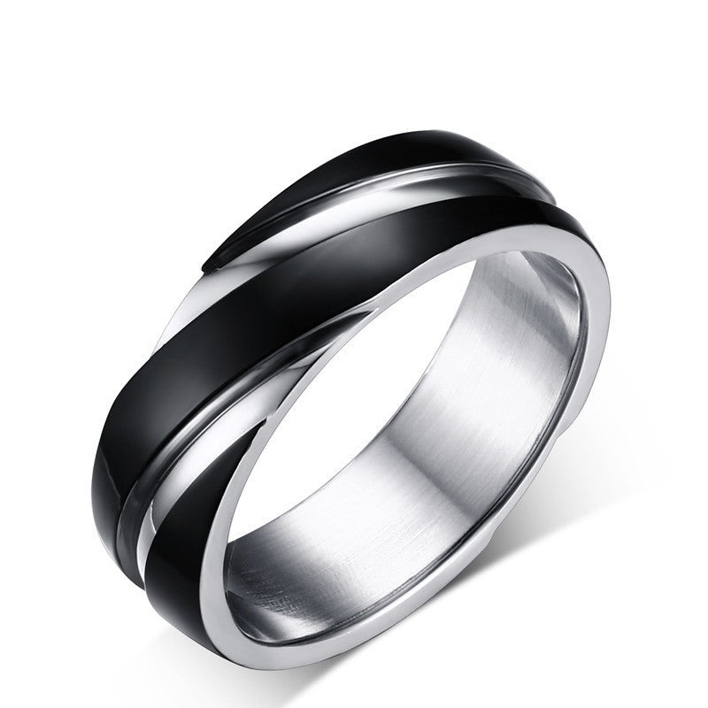 Men's Black Titanium Steel Twill Ring