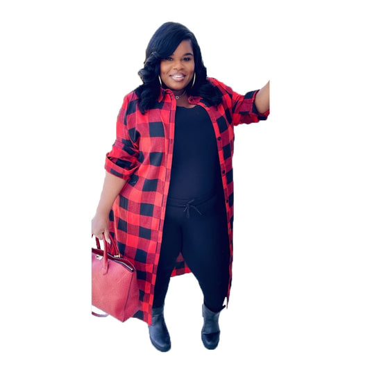 Plus Size Fashion Women's Plaid Shirt