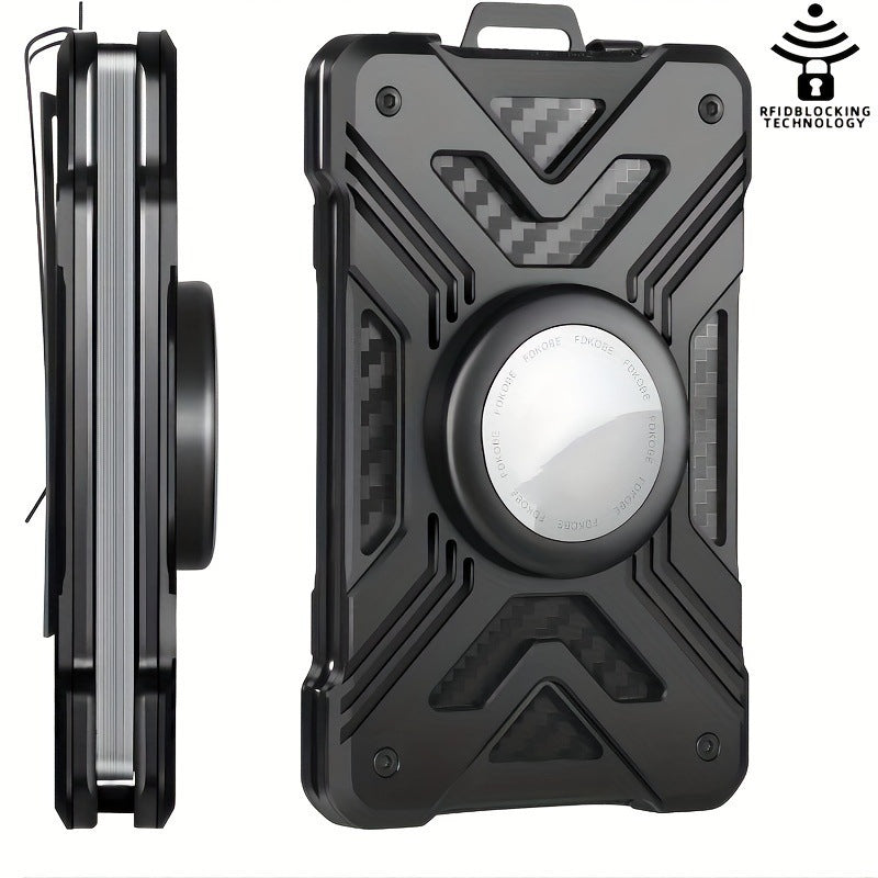 Card Holder Airtag Men's Tracker Case Carbon Fiber Credit Card Clip Wallet
