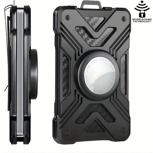 Card Holder Airtag Men's Tracker Case Carbon Fiber Credit Card Clip Wallet