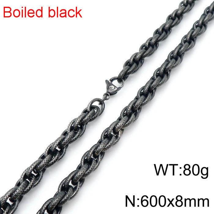 Black Dot Pattern Men's Stainless Steel Necklace by GJG Denim