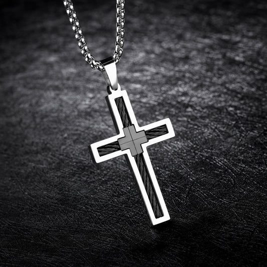 Men's Titanium Steel Wire Cross Necklace